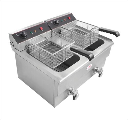 CATERINA 2x17lts double tank fryer with outlet heavy duty (CT/194)