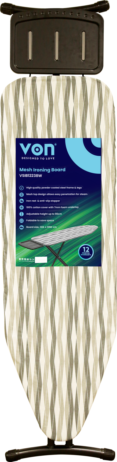 Von Ironing Board -122 x 38 cm (VSIB12238W)