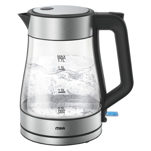 MIKA Kettle, 1.7L, Glass, 360º Cordless, Concealed Element, Glass Black(MKT4102GB)